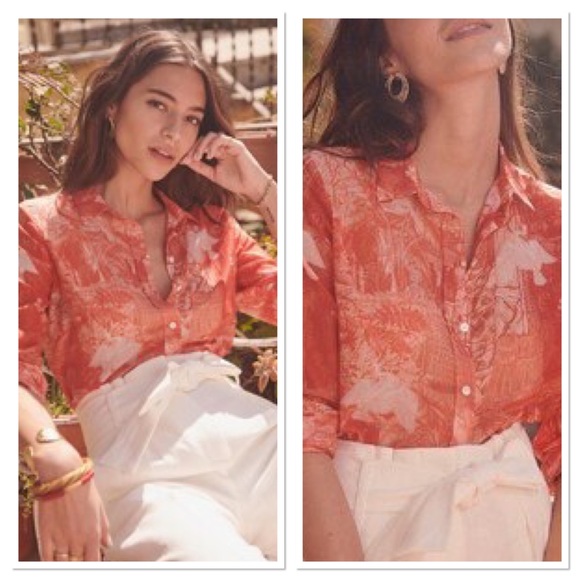 Sezane Tops - Sezane Pierro Paradise Print Button Front Shirt 38